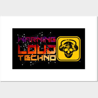 Loud Techno Warning EDM Music Posters and Art